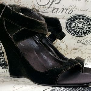 Calvin Klein- Brown Velour Wedge Heel